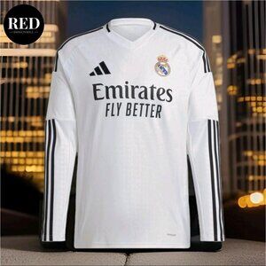 Adidas Real Madrid Home Soccer Jersey White Longsleeve Shirt IT3442 - Men's XL